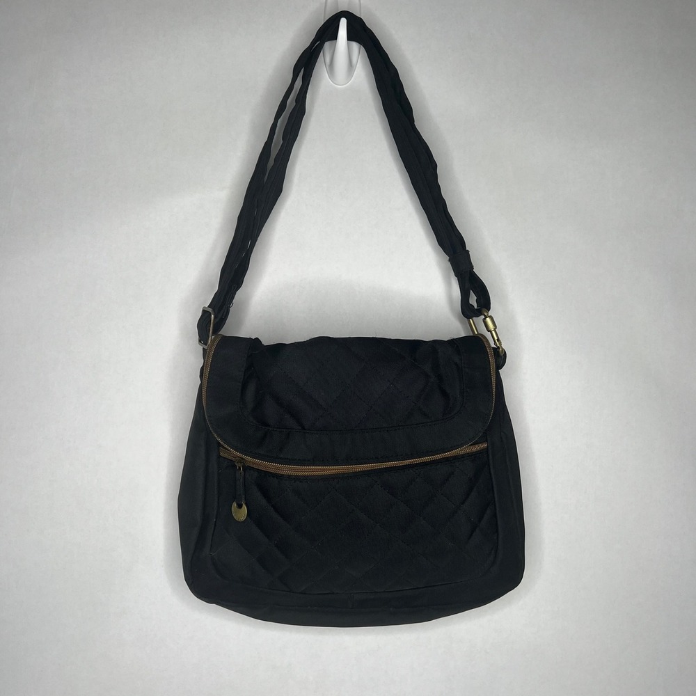 Travelon Anti-Theft Black Quilted Crossbody Bag Shoulder Bag Purse‎